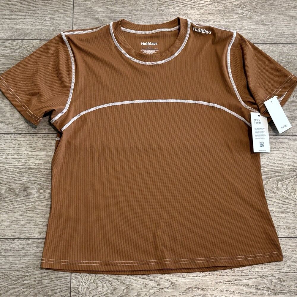 Halfdays Mollie Performance T-Shirt Womens XL Nuthatch‎ Athletic Outdoors NWT